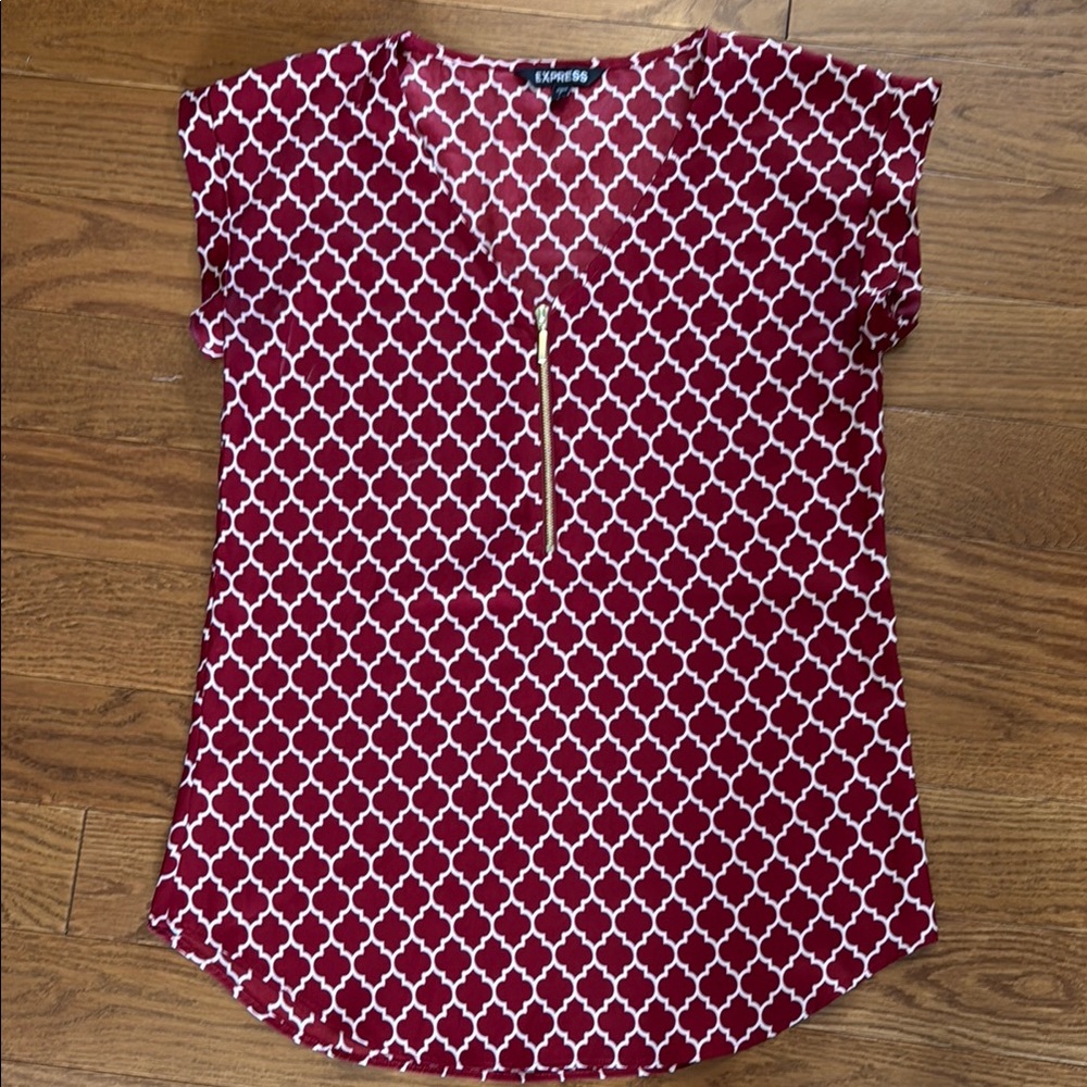 Express Red Portofino Cap Sleeve Blouse